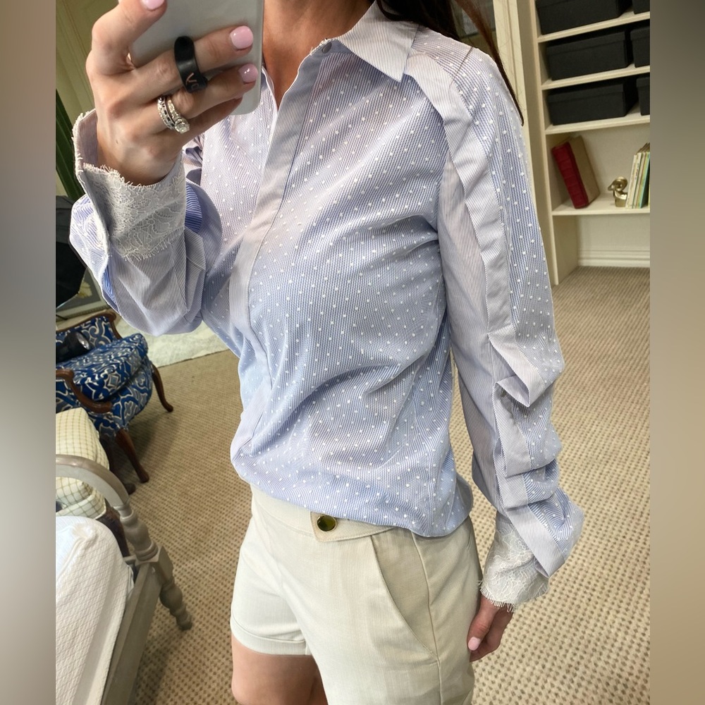 Chelsea and walker blue stripe button up